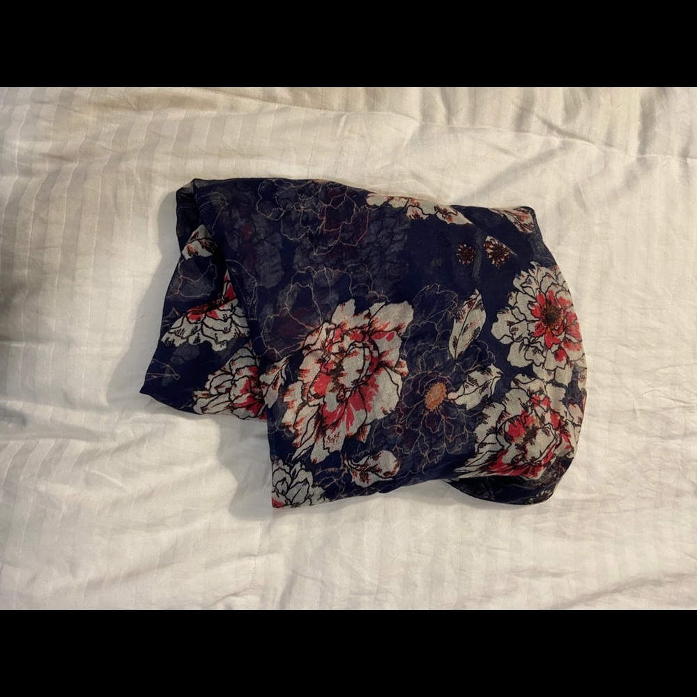 Blue Floral Infinity Scarf